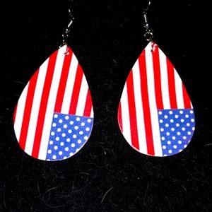 American Flag Teardrop Pierced Earrings